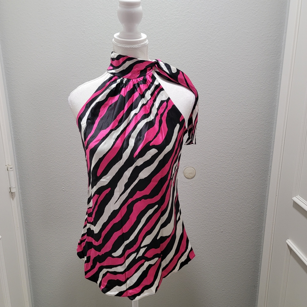 INC International Concepts Pink and Black Zebra Print Blouse